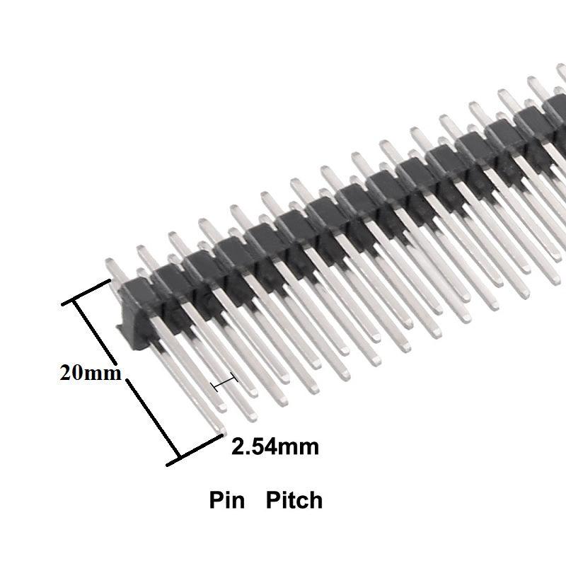 Header Pins 40×2 – 2.54mm Pitch – Brass 20mm Height