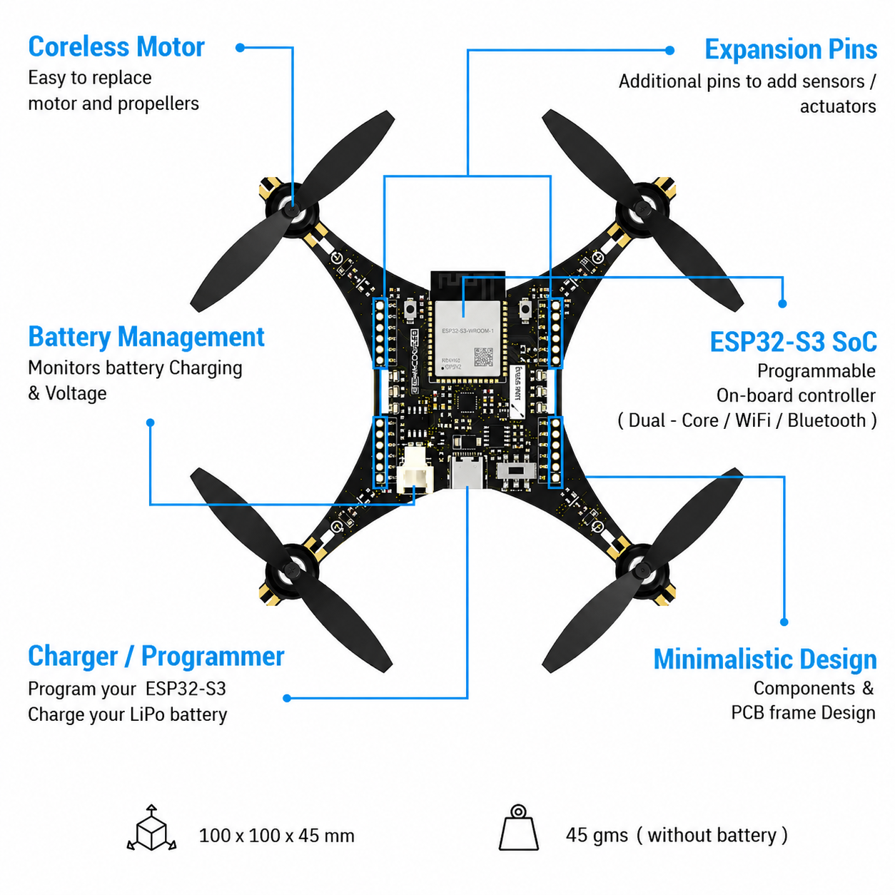 LiteWing - ESP32 DIY Drone Kit for Makers and Developers