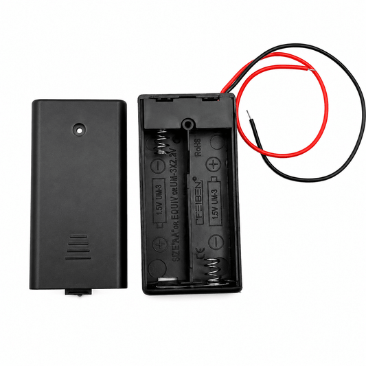 2 x 1.5V AA Battery Holder With Cover And On/Off Switch