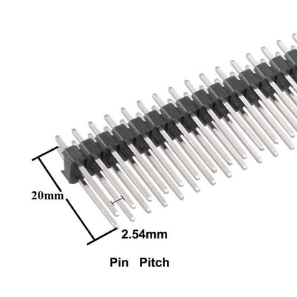 Header Pins 40×2 – 2.54mm Pitch – Brass 20mm Height