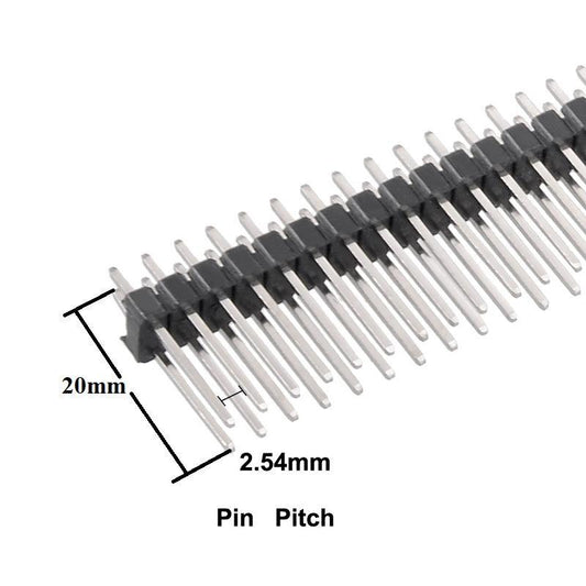 Header Pins 40×2 – 2.54mm Pitch – Brass 20mm Height