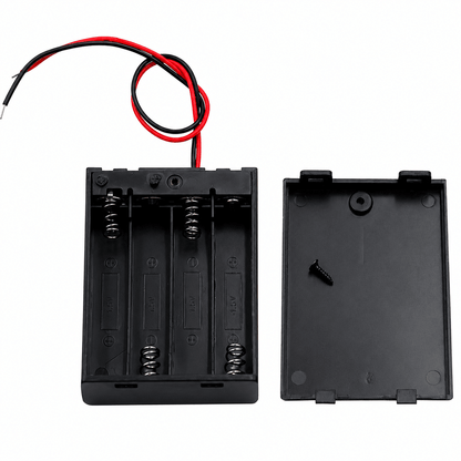 4 x 1.5V AA Battery Holder With Cover And On/Off Switch