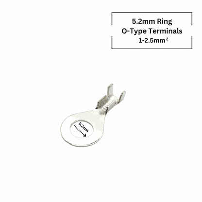 Non-Insulated Ring O-Type Terminals Crimp Connectors 5.2mm (Pack of 5)