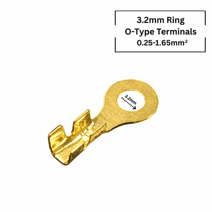 Non-Insulated Ring O-Type Terminals Crimp Connectors 3.2 mm (Pack of 10)
