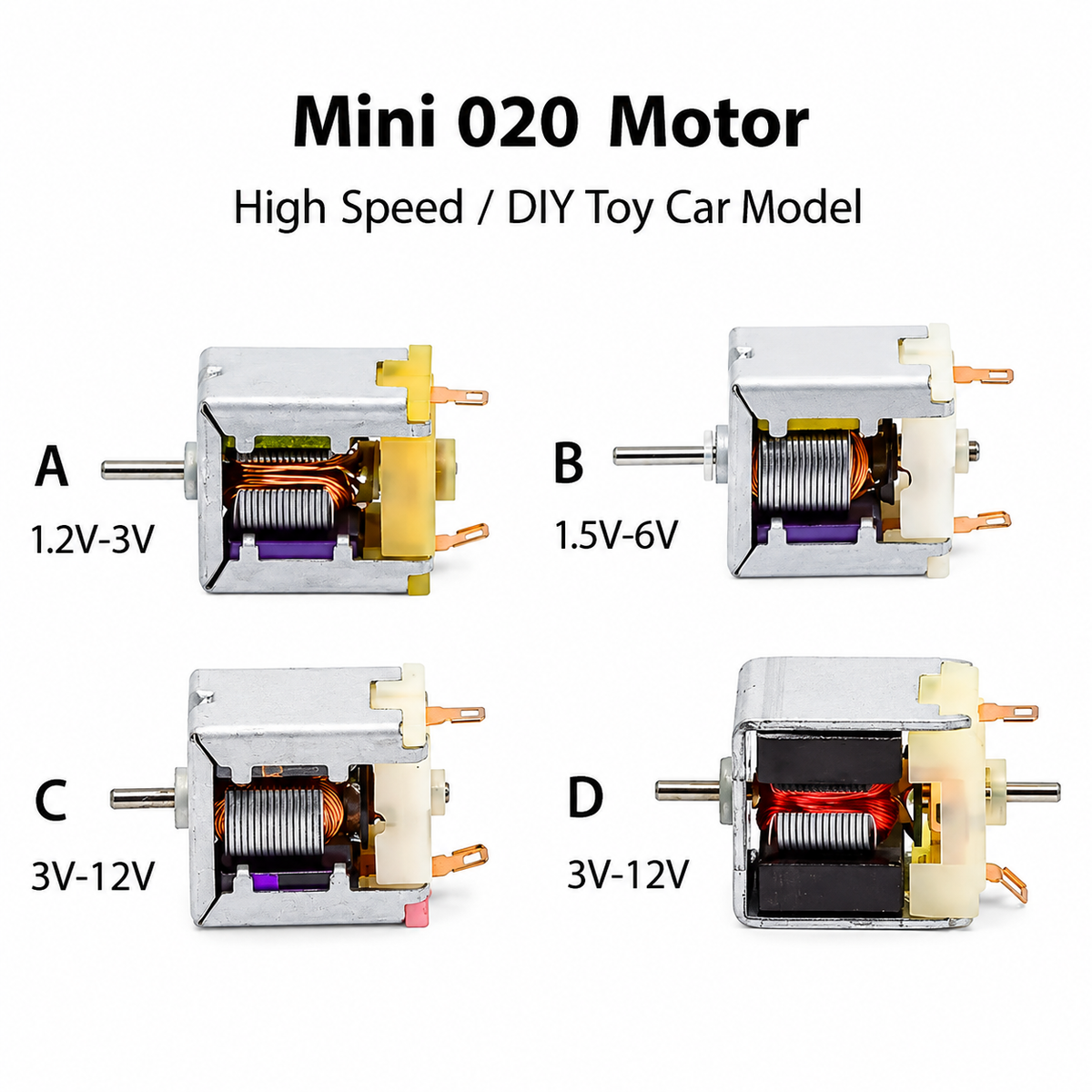 Micro 18mm Square Bare 020 Motor DC 1.5V 3V 6V High Speed Toy Car Motor