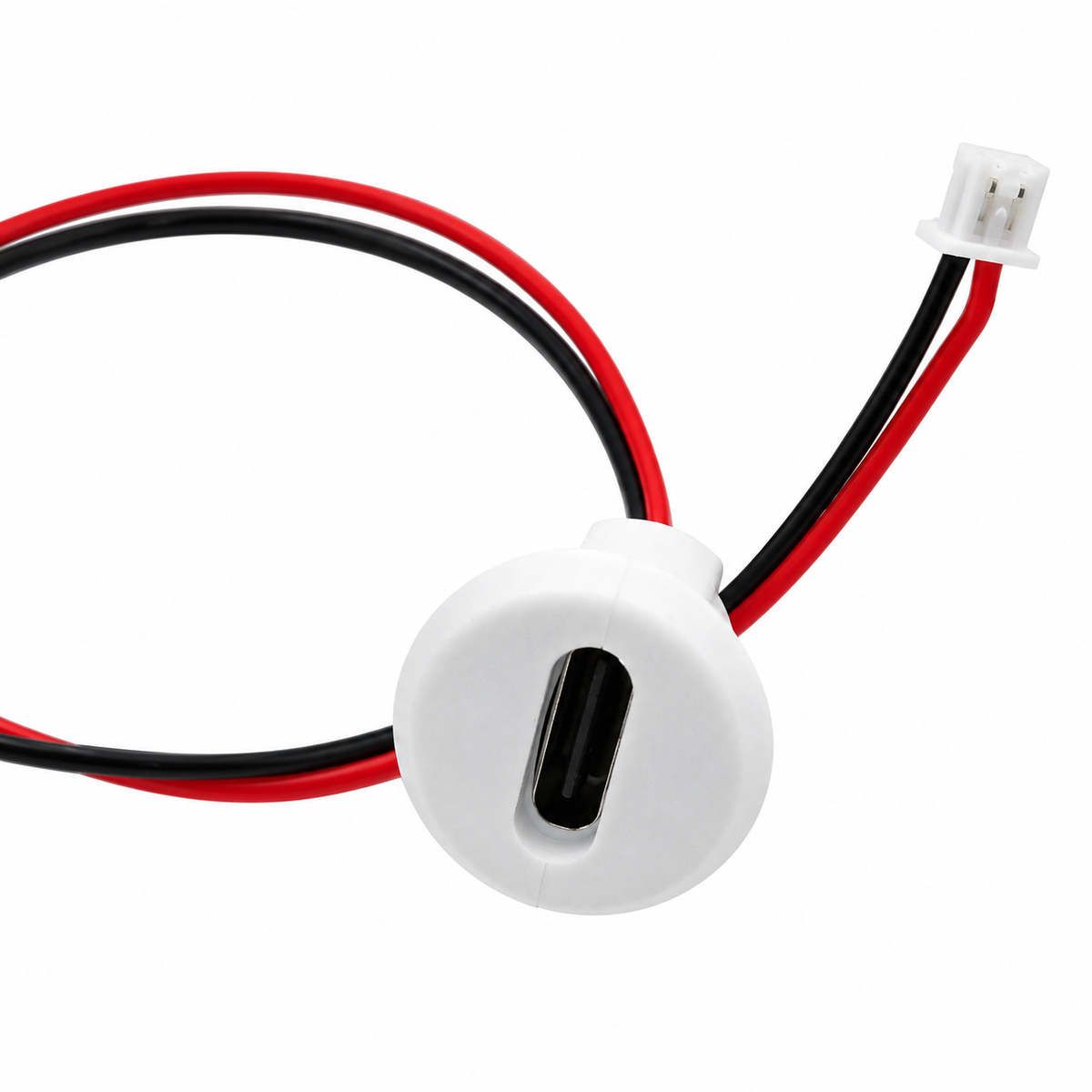 Panel Mount USB C Female Connector with Dust Cap - JST-PH-2.0 Connector Output - White
