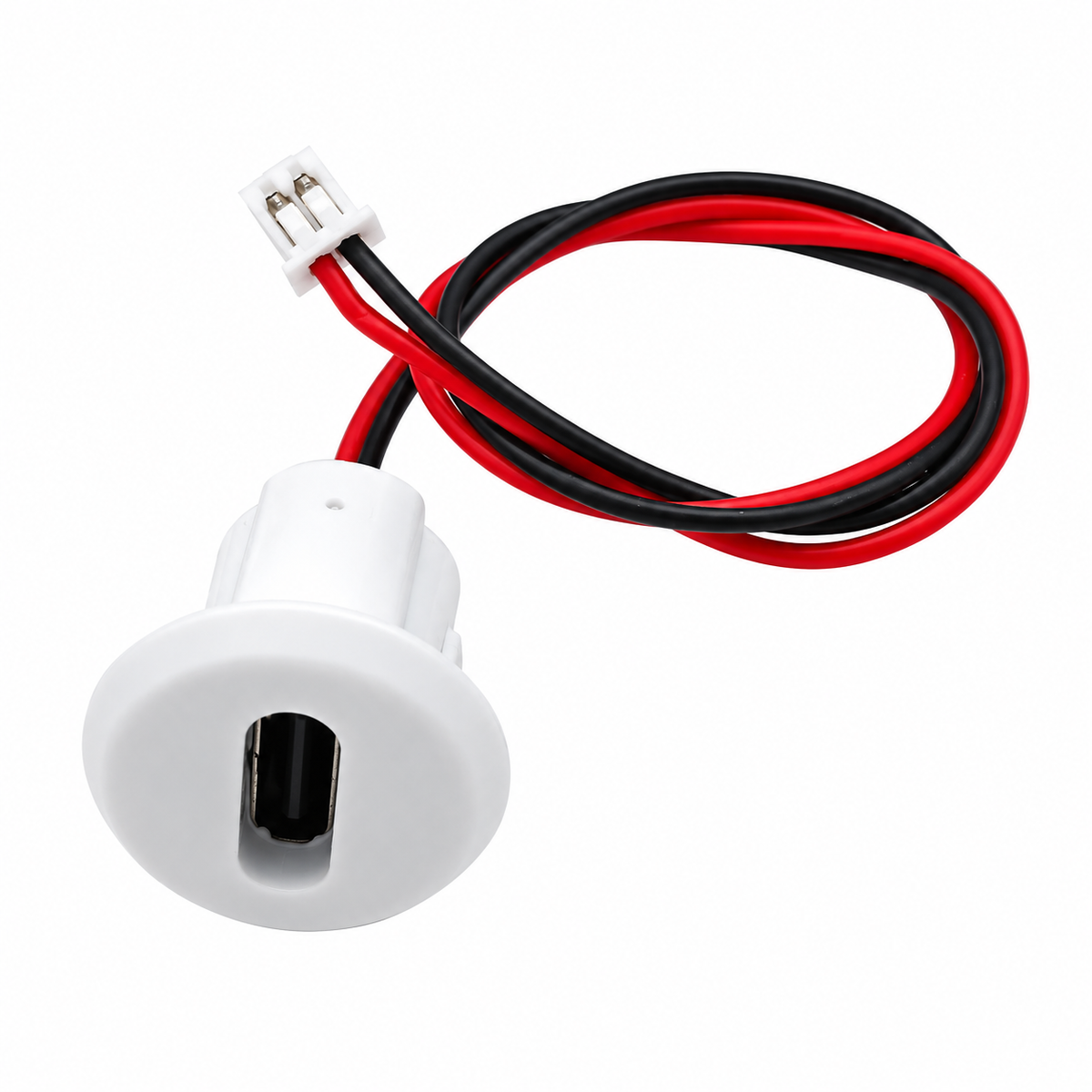 Panel Mount USB C Female Connector with Dust Cap - JST-PH-2.0 Connector Output - White