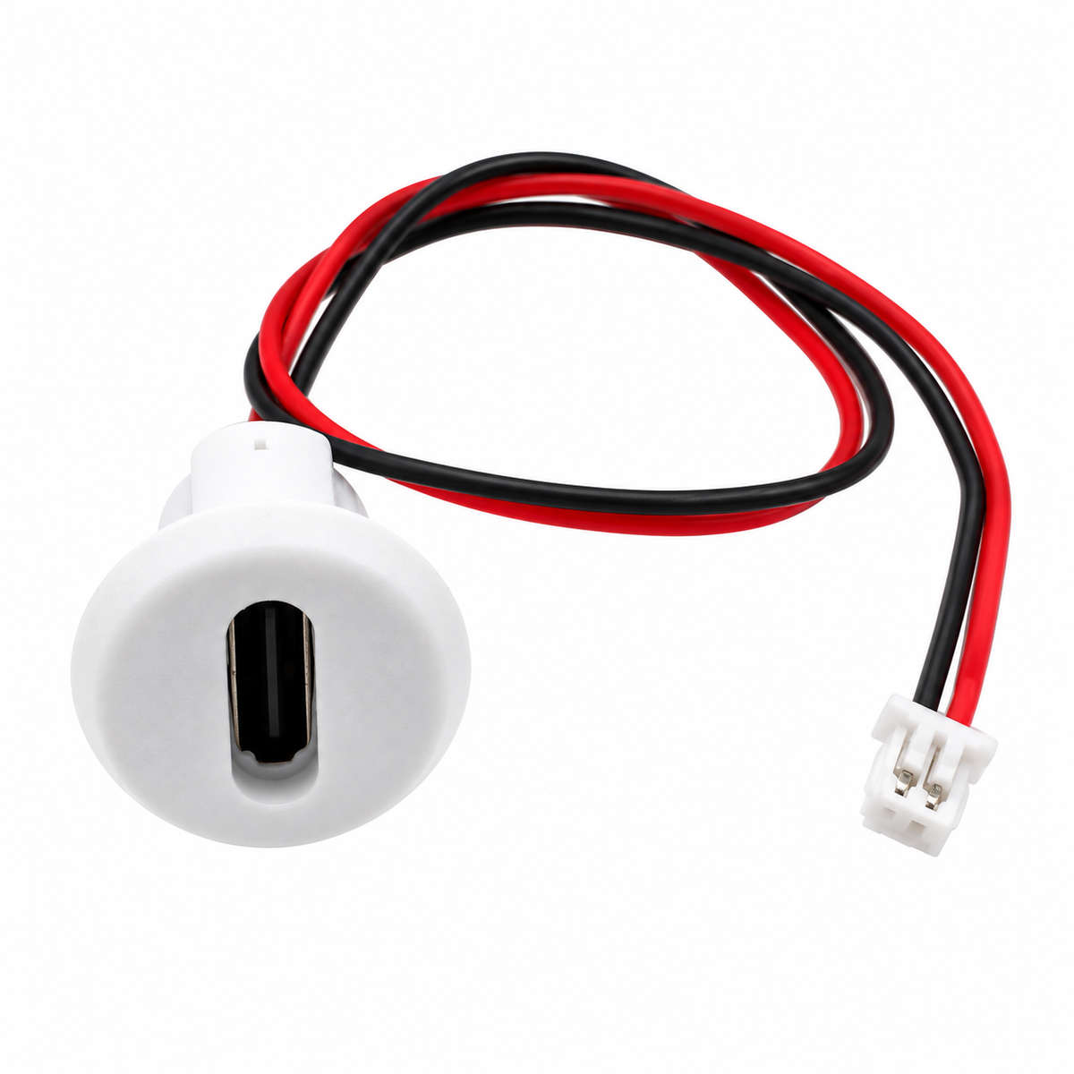 Panel Mount USB C Female Connector with Dust Cap - JST-PH-2.0 Connector Output - White