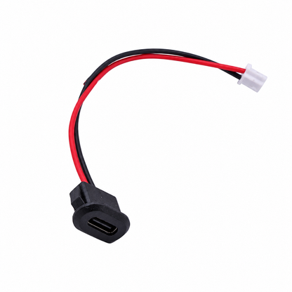 Panel Mount USB Type C Female Connector Jack - JST-PH-2.0 Connector Output - Black