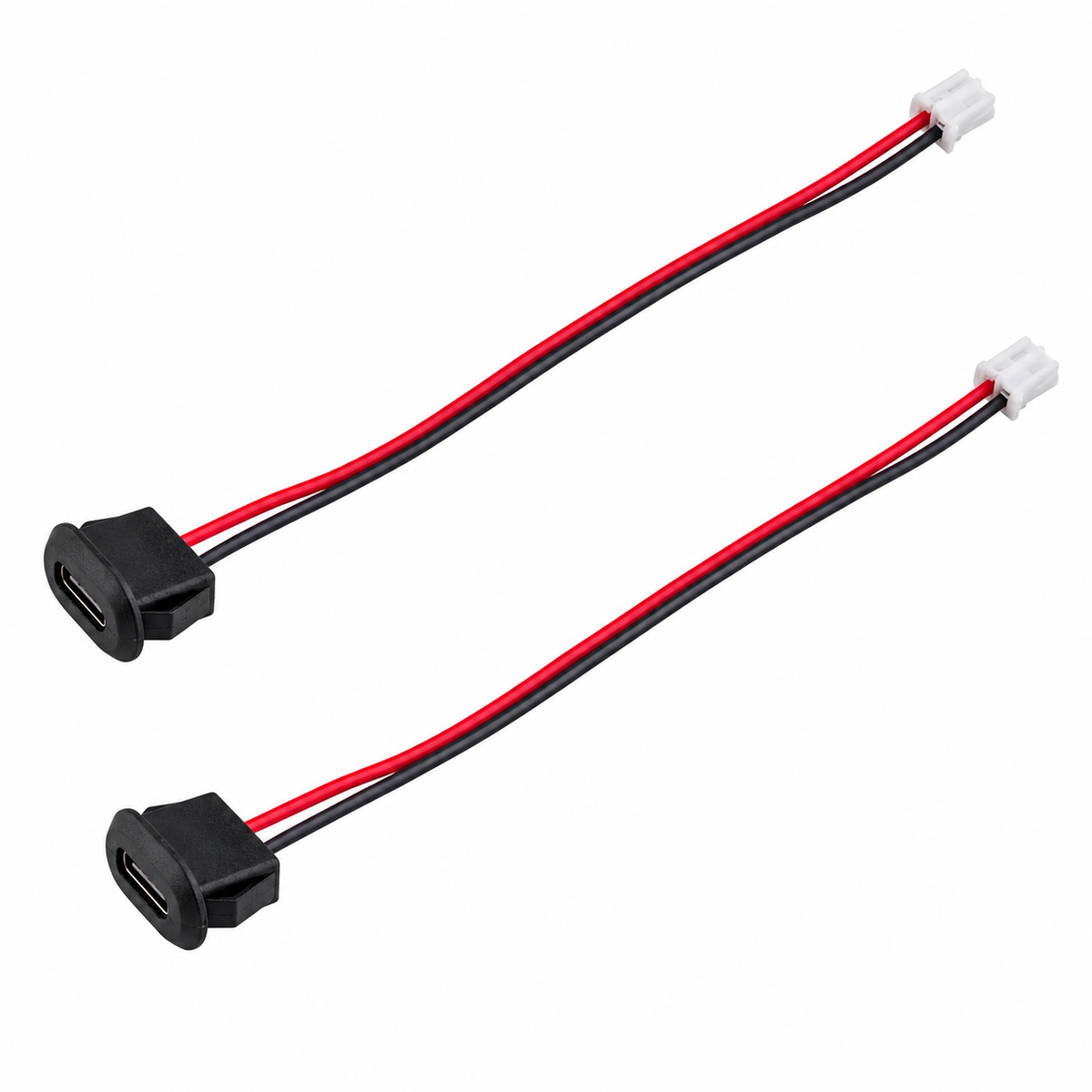 Panel Mount USB Type C Female Connector Jack - JST-PH-2.0 Connector Output - Black