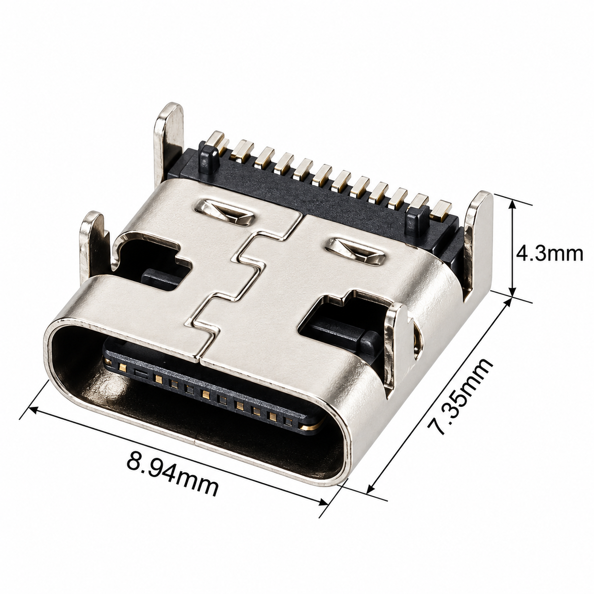 USB 3.1 Type C Female 16Pin Connector - TYPE-C-31-M-12