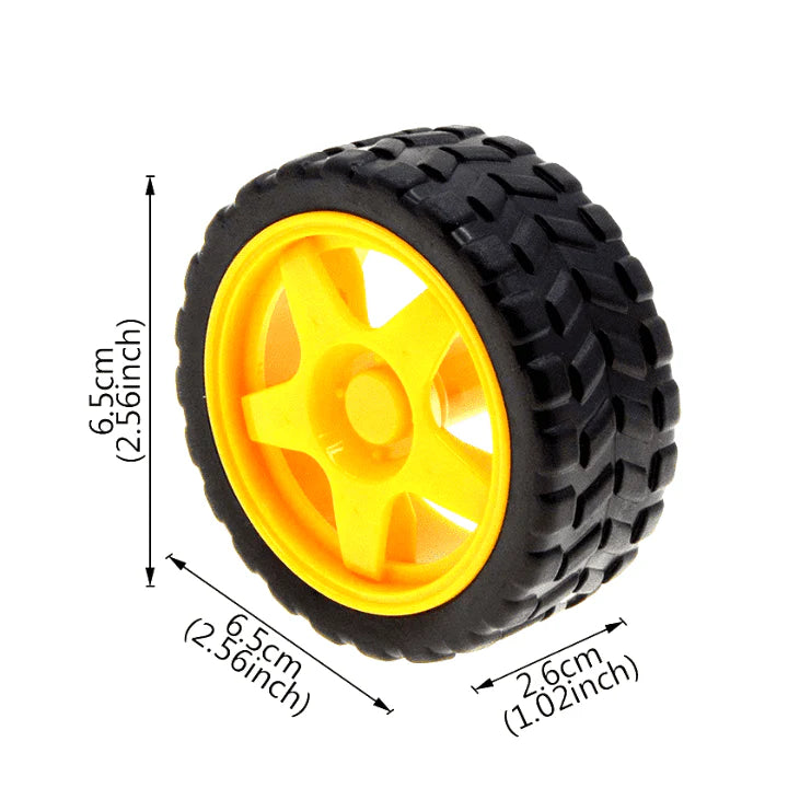 65mm Rubber Wheel for BO Motor (Pack of 2)